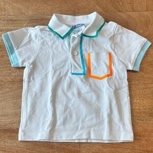 Jacadi White Polo with Orange and Blue Accents